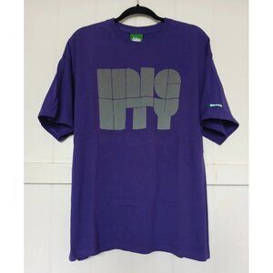 Mighty Healthy MIGHTY Box Spell Out T Shirt Mens XL Purple Cotton Short Sleeve